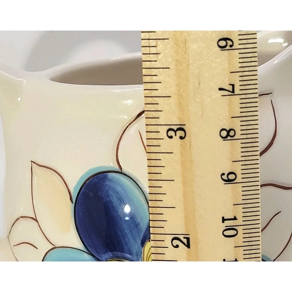 Laurie Gates Lola Embossed Floral Stoneware Creamer‎ Handpainted Cottagecore